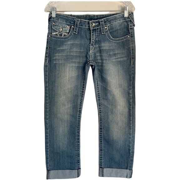 True Religion Jeans Womens Size 29 Blue Low Rise Crop Straight Leg Joey Super T - Picture 1 of 10